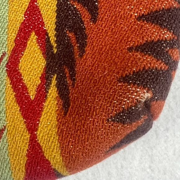 Vintage Handmade 12"X 12" Red Orange Southwestern Wool Boho Hippie Tote Bag - Picture 4 of 16